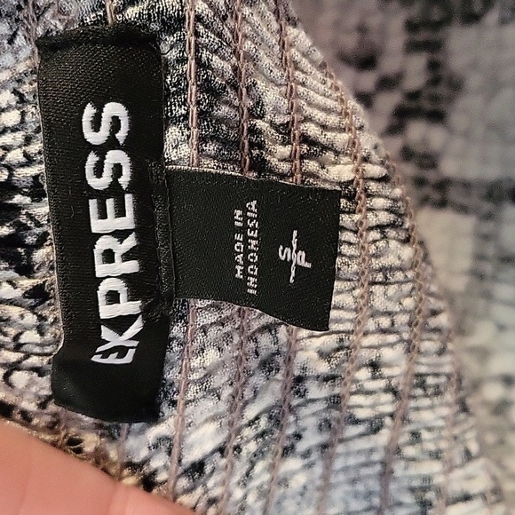 Express Tan & Black Snakeskin Print Lined Smocked Back Mini Sundress Size S - Picture 7 of 13